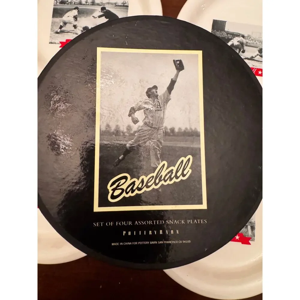 Pottery Barn Baseball Plates Set/4 -